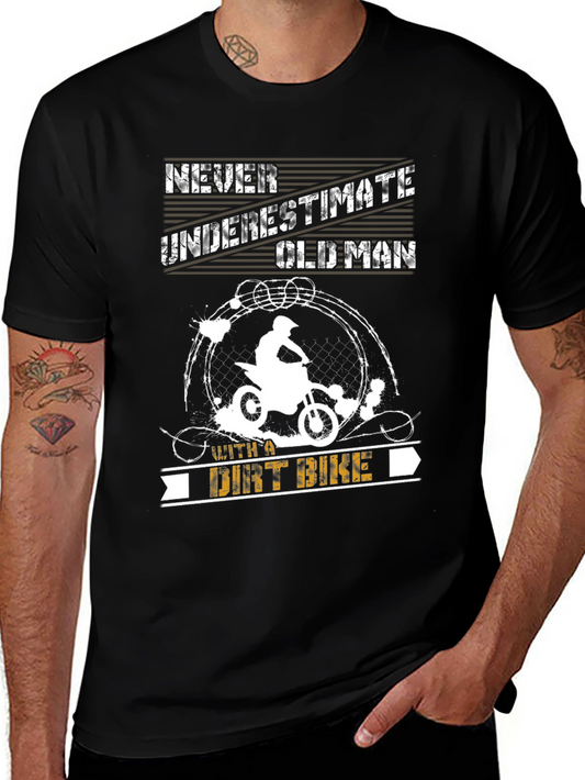 Never Underestimate Old Man with Dirt Bike T-Shirt