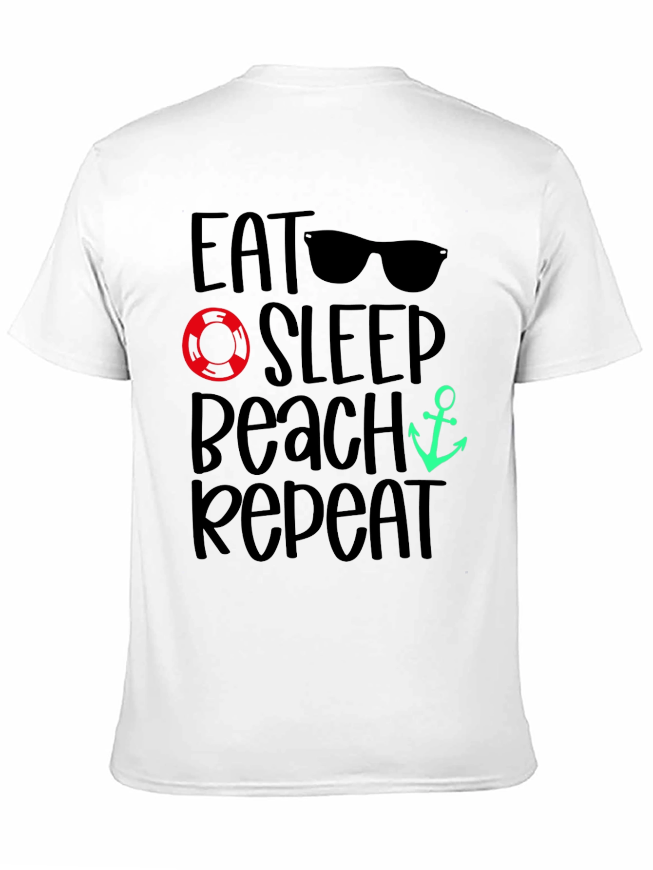 Eat Sleep Beach Repeat Black T-Shirt