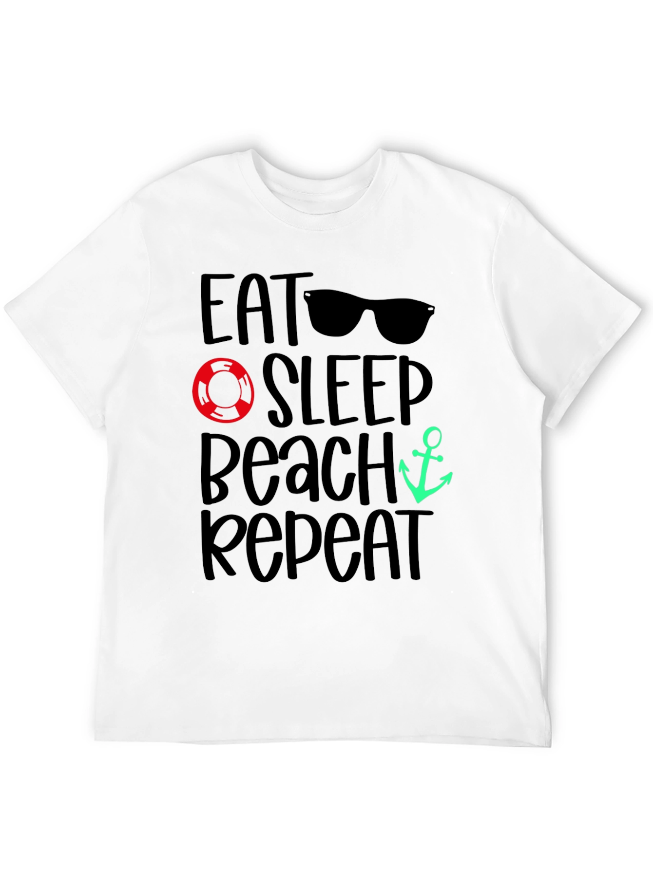 Eat Sleep Beach Repeat Black T-Shirt