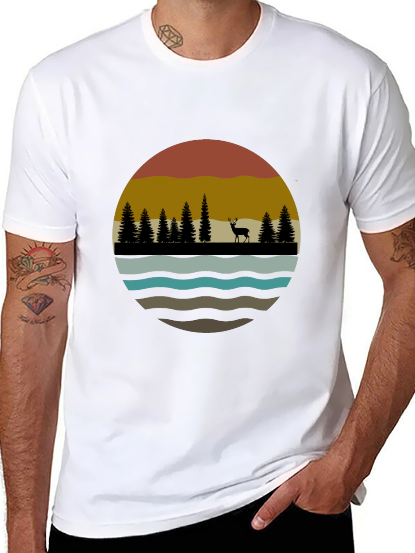 Nature Deer Silhouette Graphic Tee
