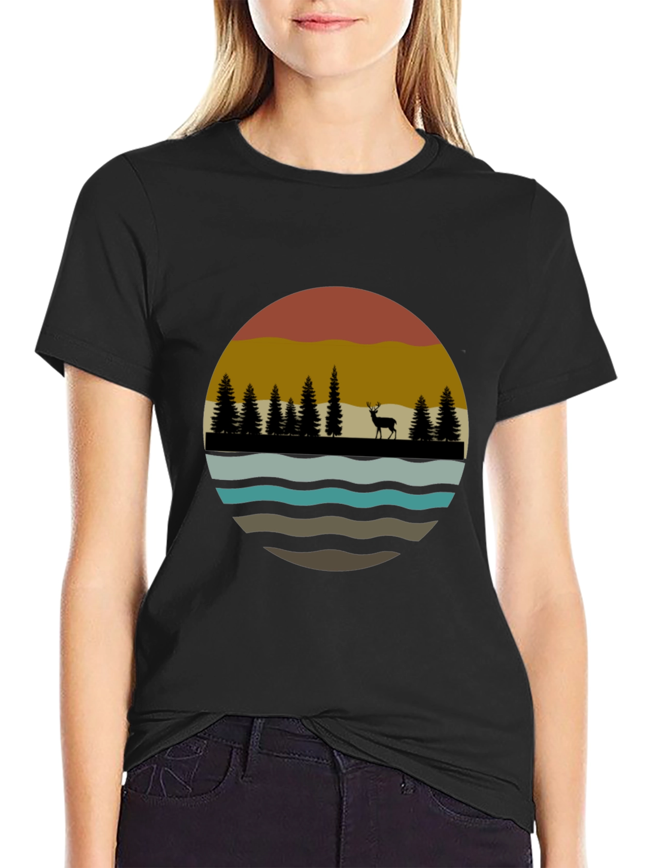 Nature Deer Silhouette Graphic Tee