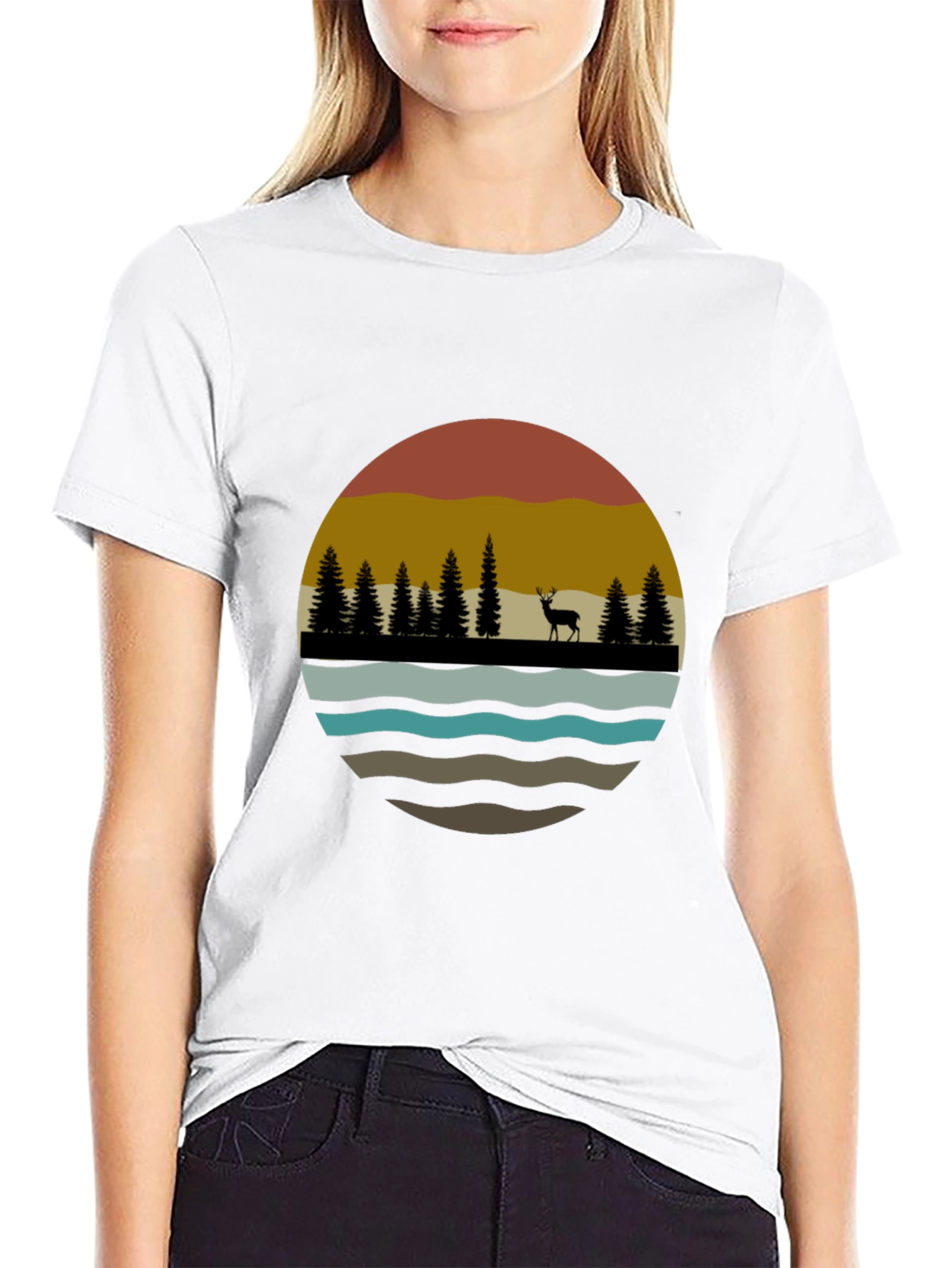 Nature Deer Silhouette Graphic Tee