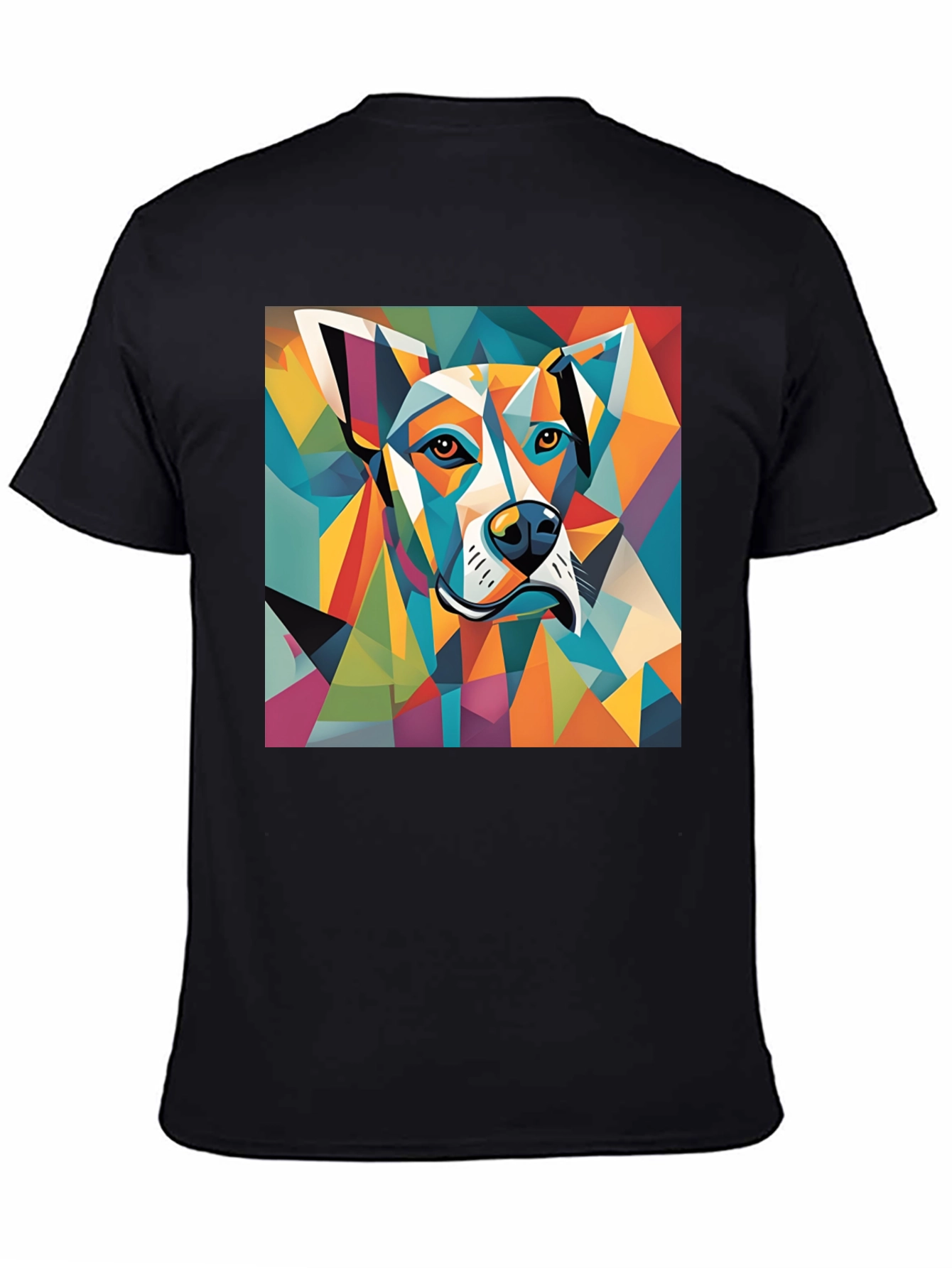 Geometric Dog Graphic Tee - Modern Art Style Shirt