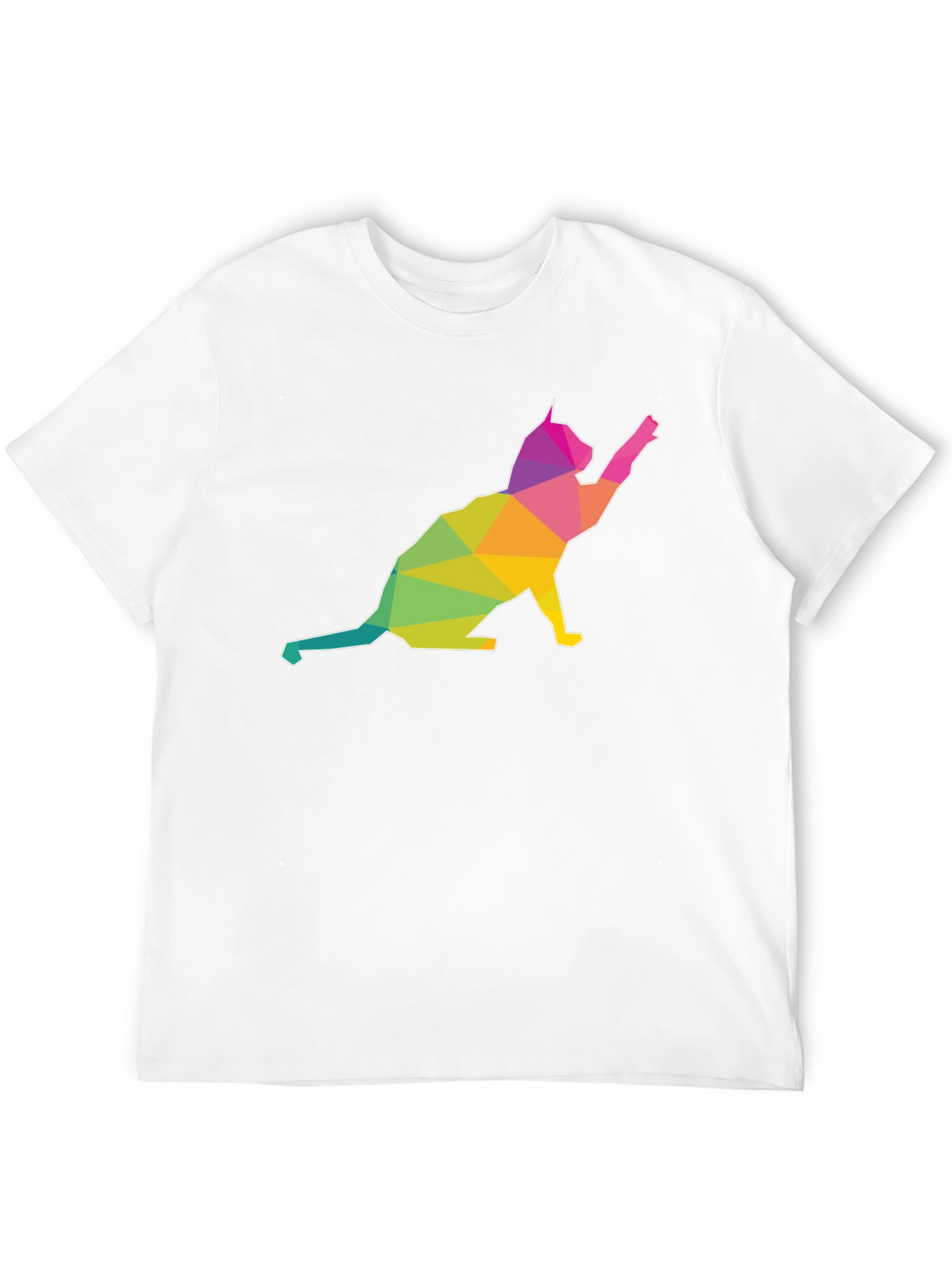 Geometric Cat Graphic T-Shirt - Modern Art Tee