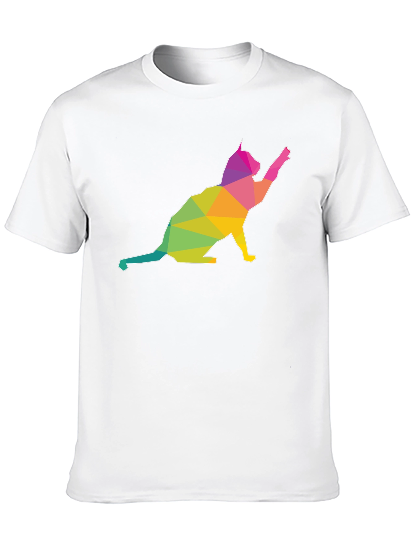 Geometric Cat Graphic T-Shirt - Modern Art Tee