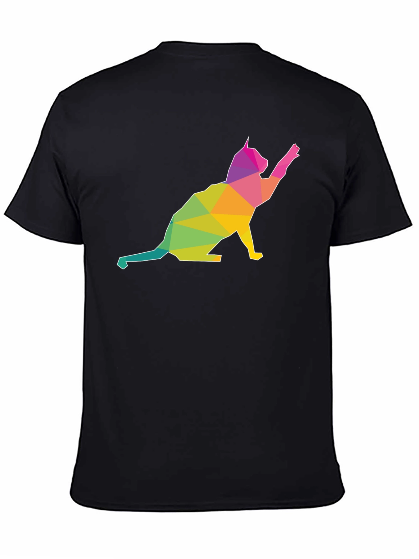 Geometric Cat Graphic T-Shirt - Modern Art Tee