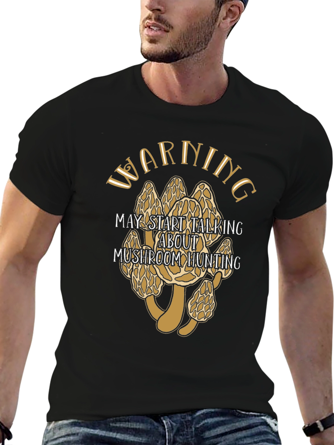 Warning Mushroom Hunting Graphic Tee