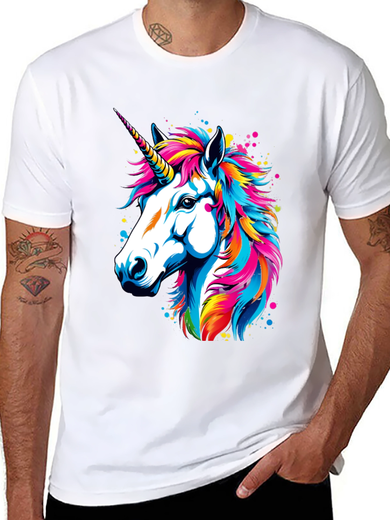 Unicorn Graphic Print Black T-Shirt