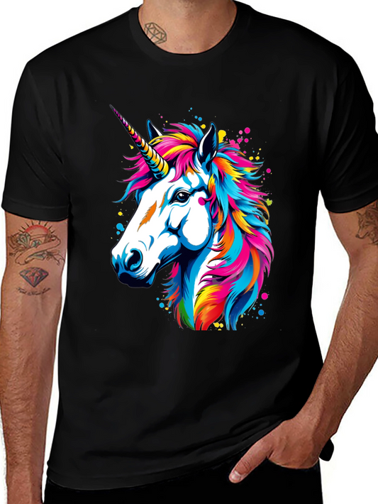 Unicorn Graphic Print Black T-Shirt