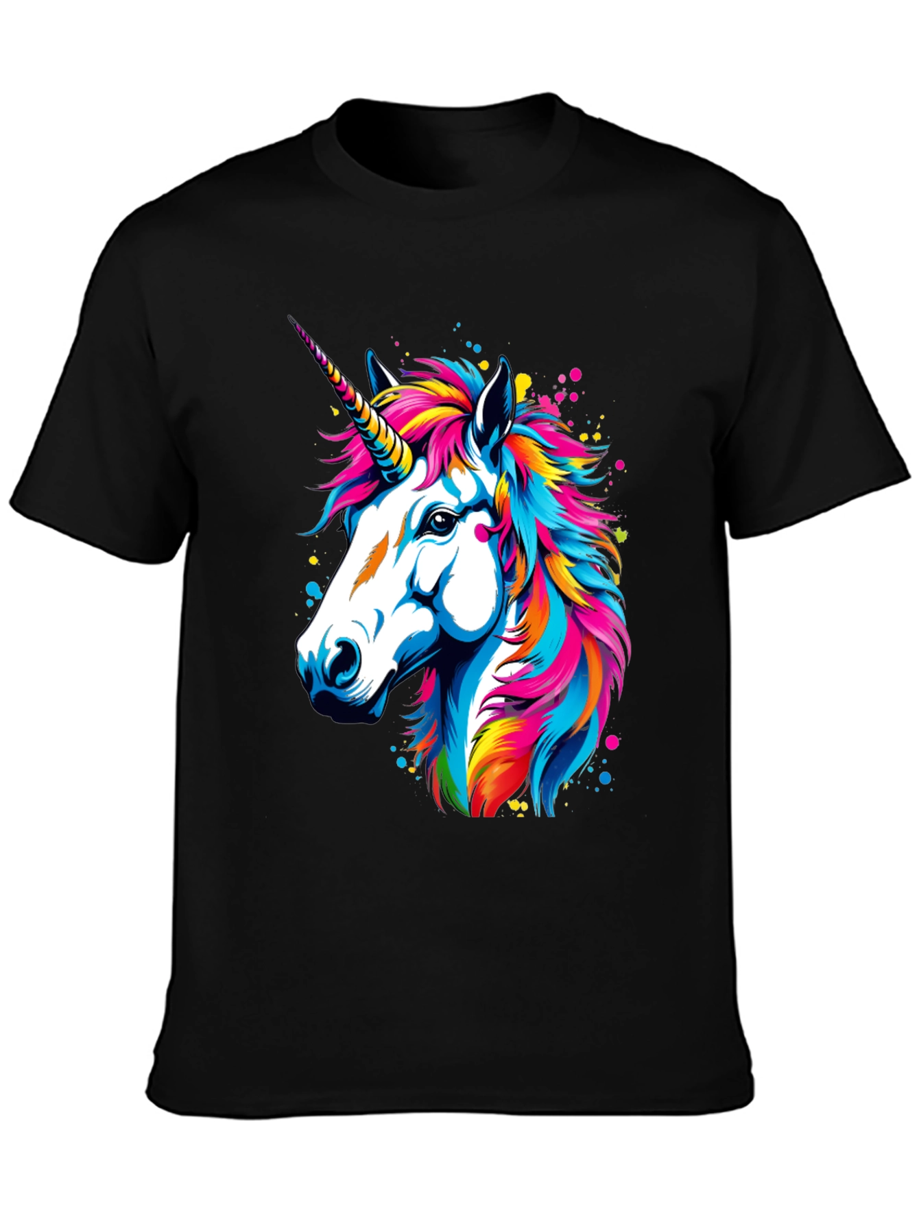 Unicorn Graphic Print Black T-Shirt