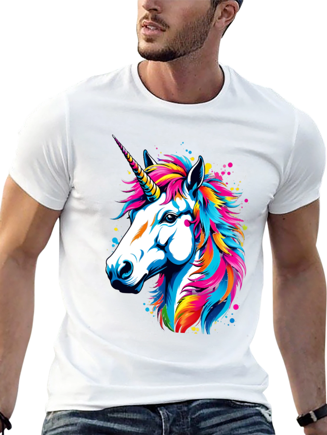 Unicorn Graphic Print Black T-Shirt