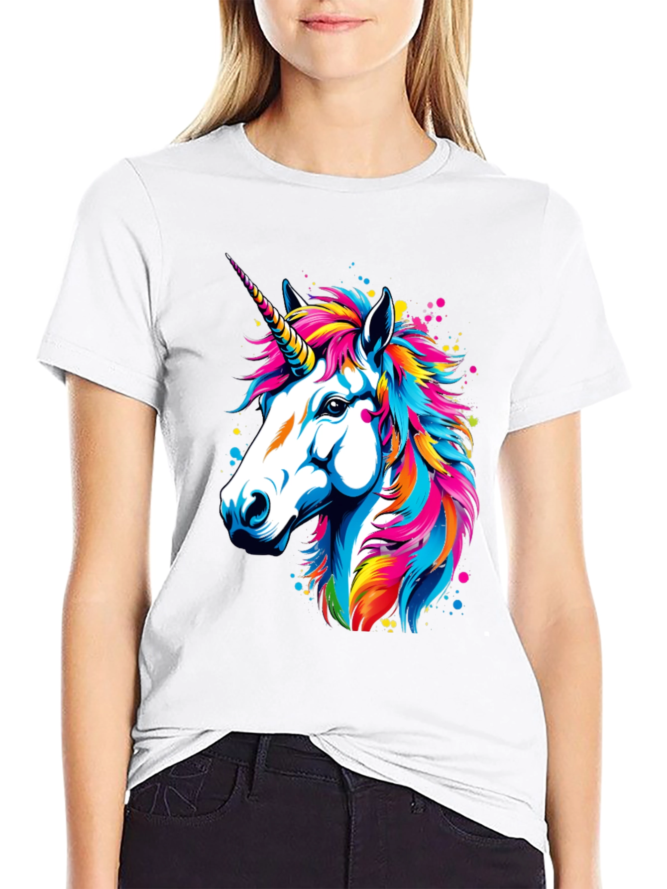 Unicorn Graphic Print Black T-Shirt