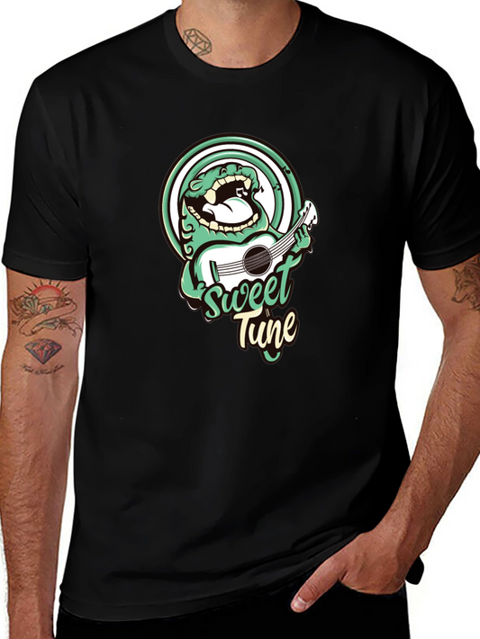 Sweet Tune Graphic Tee - Black Cotton T-Shirt
