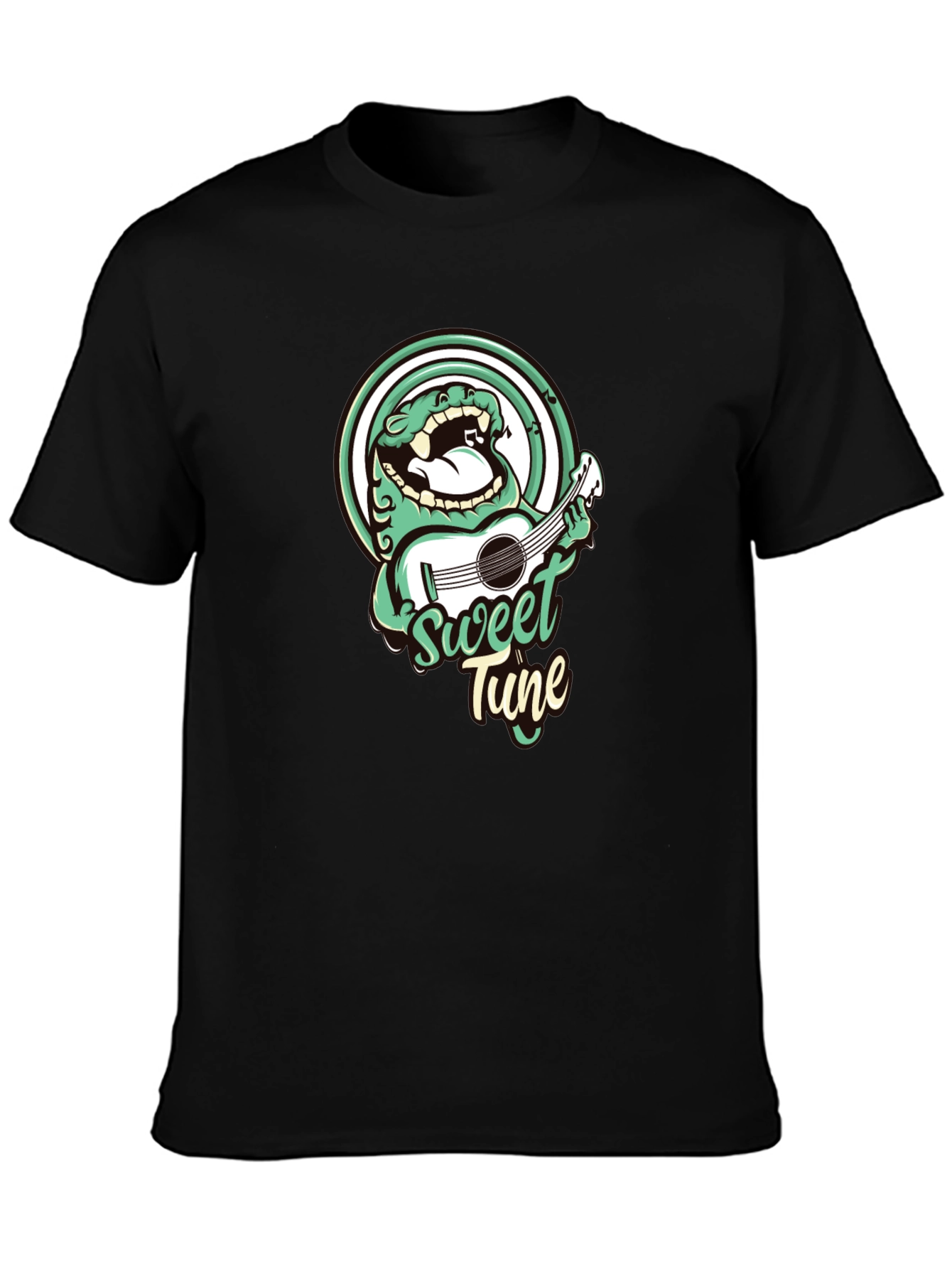 Sweet Tune Graphic Tee - Black Cotton T-Shirt
