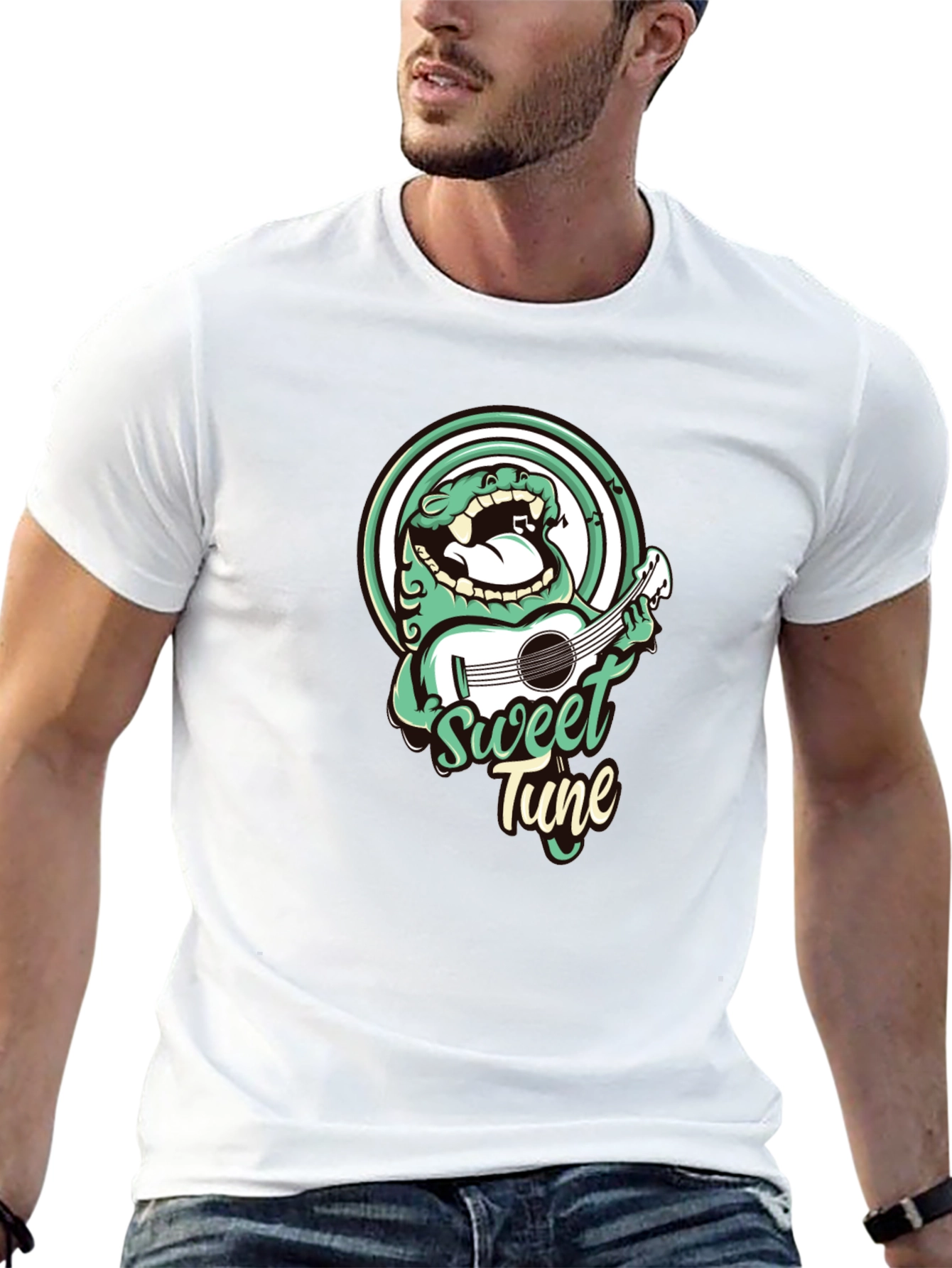 Sweet Tune Graphic Tee - Black Cotton T-Shirt