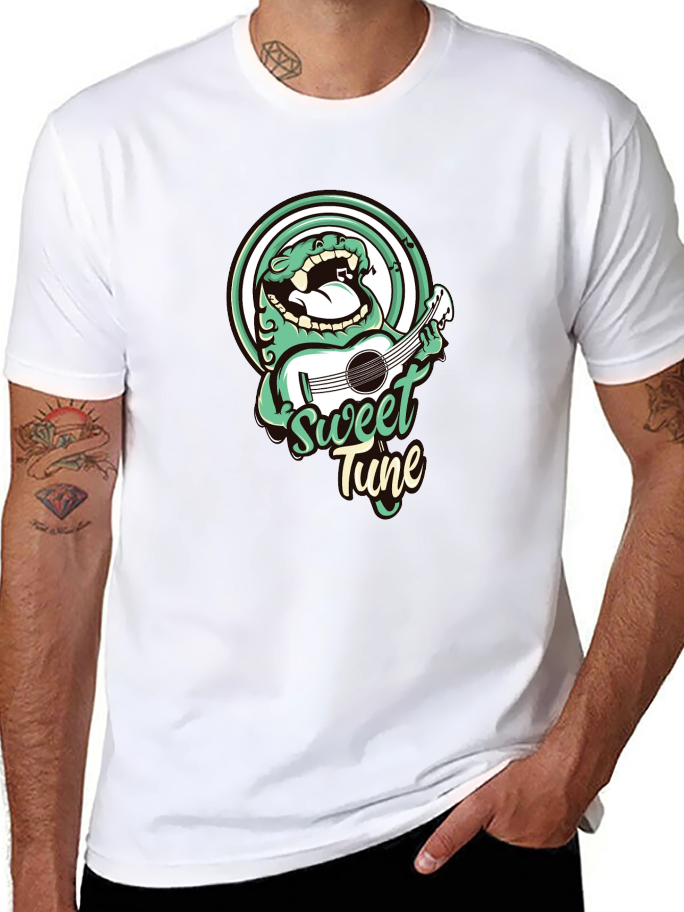 Sweet Tune Graphic Tee - Black Cotton T-Shirt
