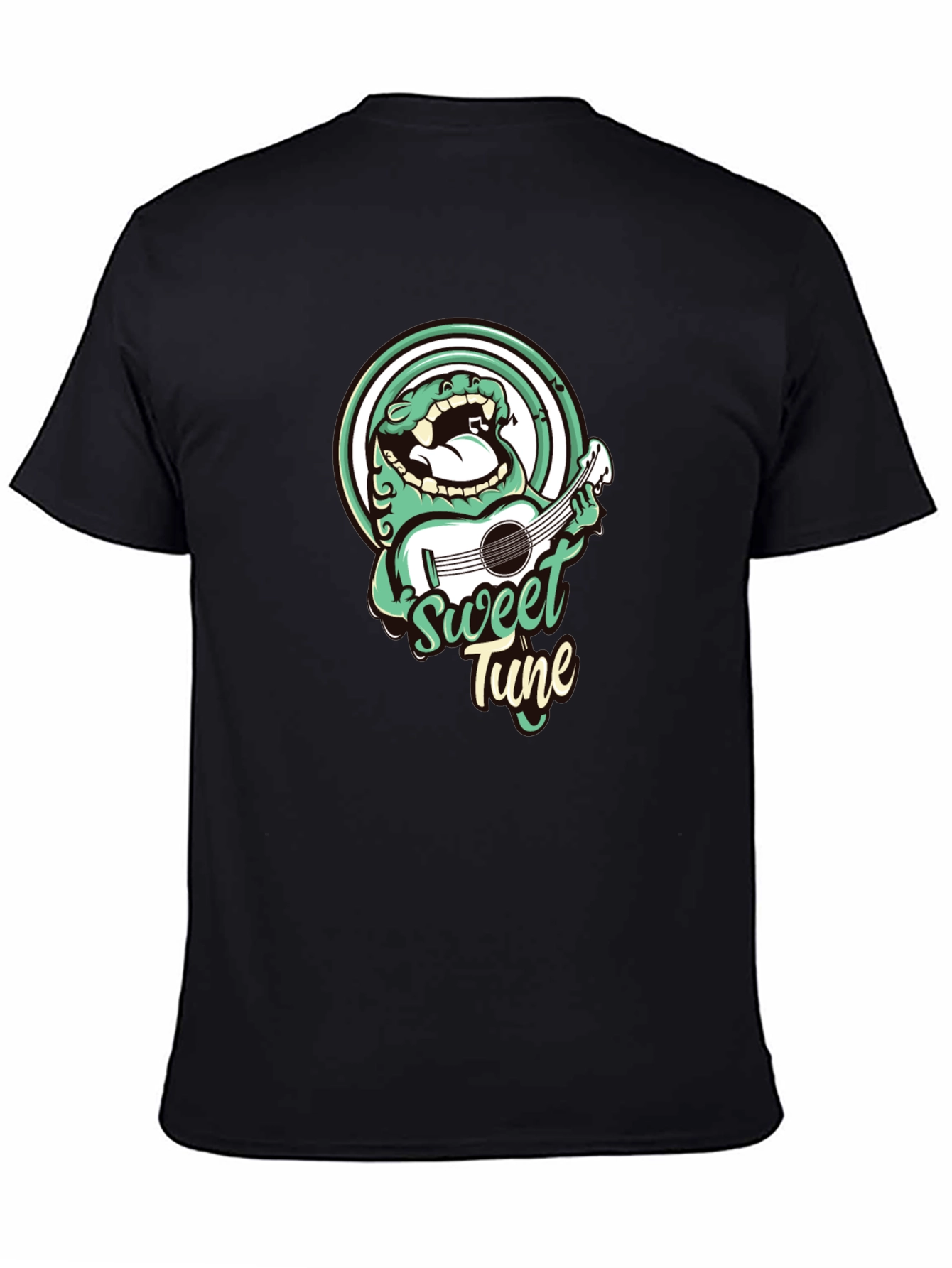 Sweet Tune Graphic Tee - Black Cotton T-Shirt