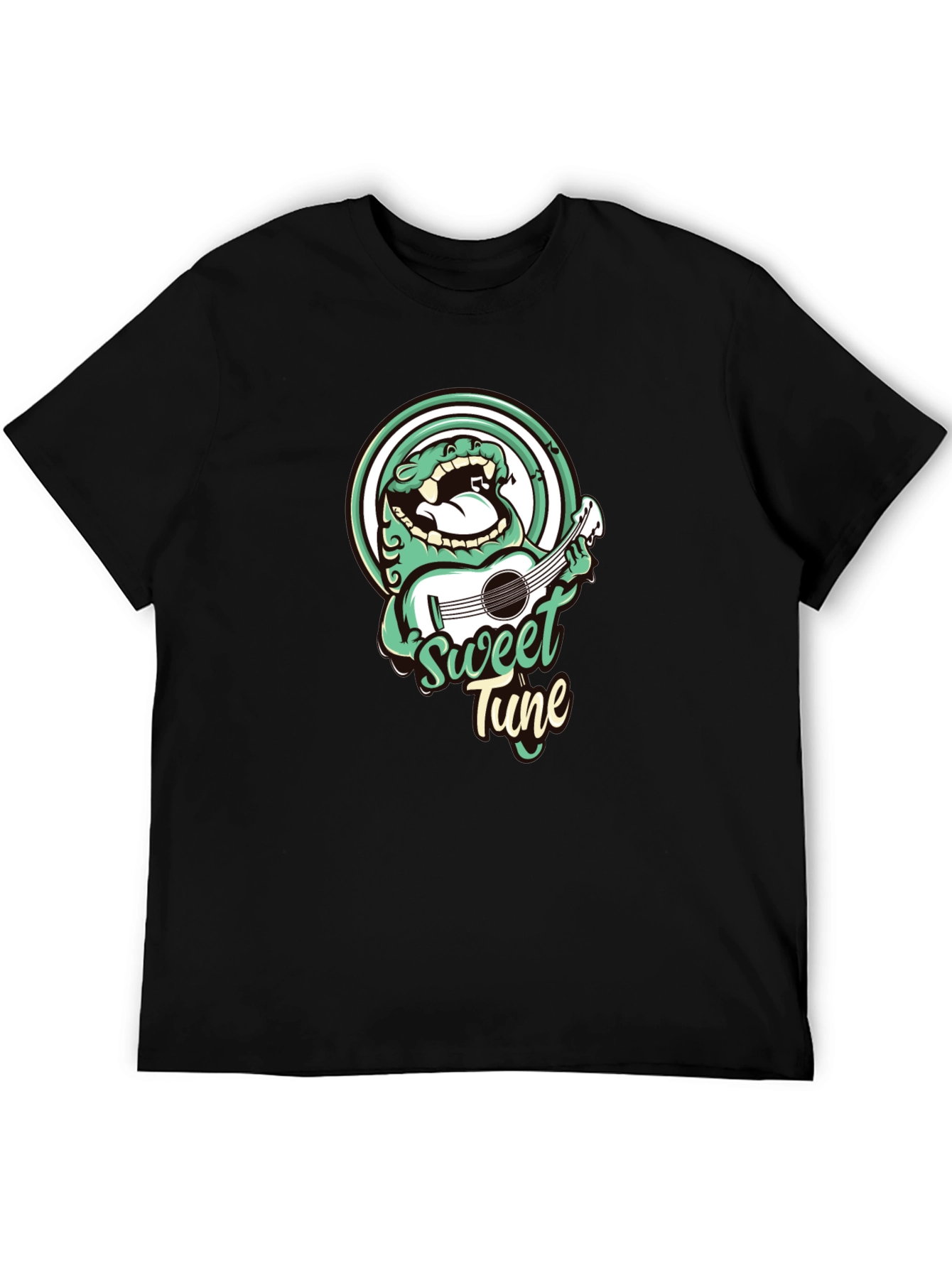 Sweet Tune Graphic Tee - Black Cotton T-Shirt