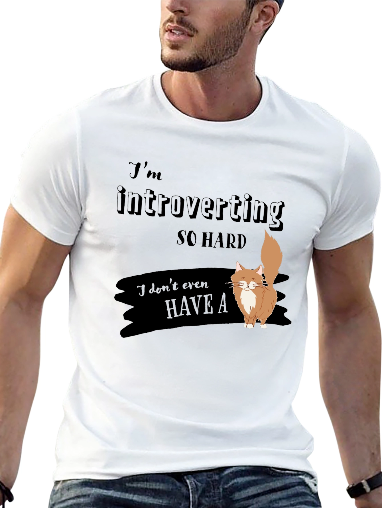 Introverted Cat T-Shirt - Soft Cotton Blend