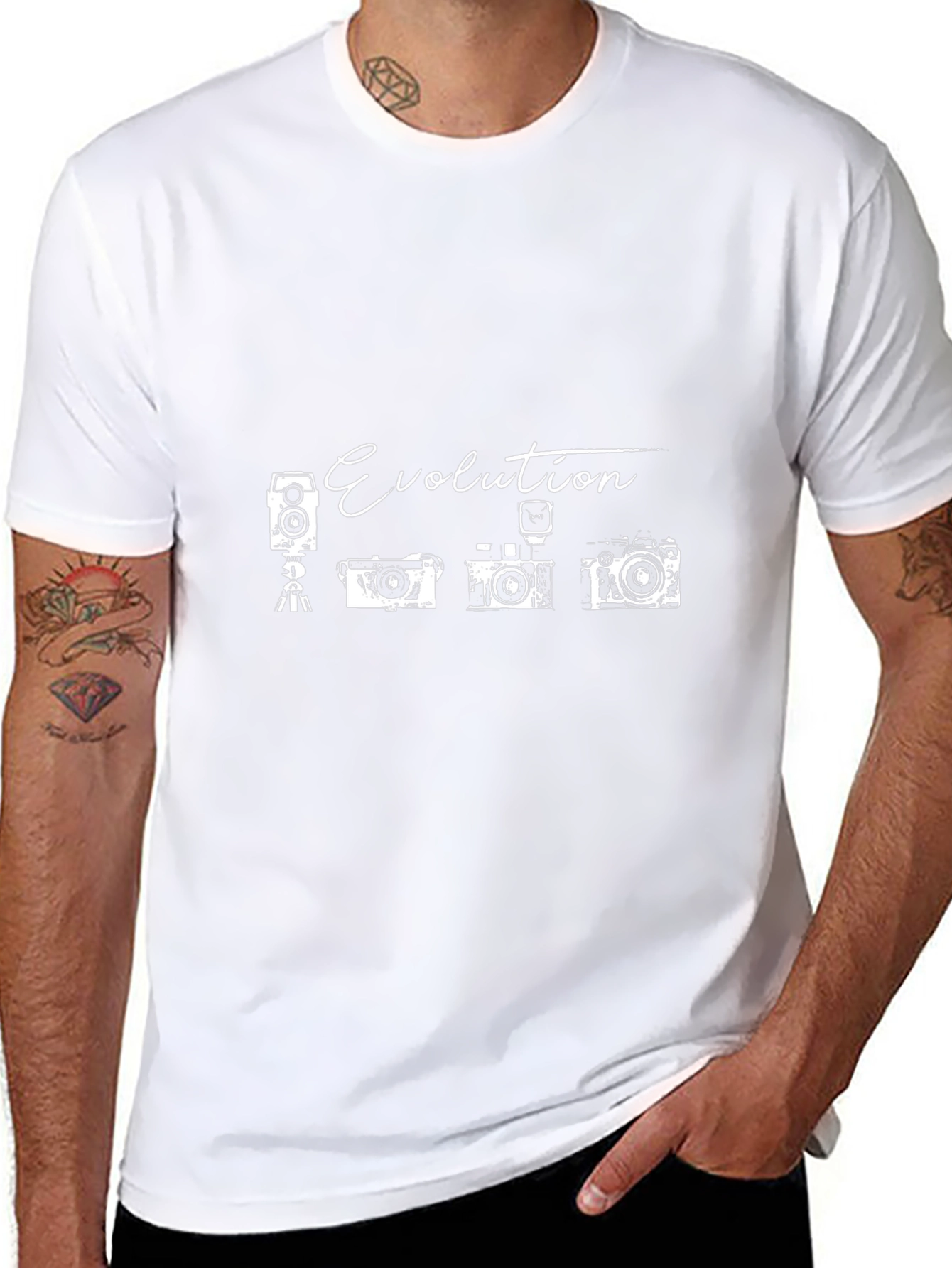 Evolution of Cameras Black Graphic T-Shirt