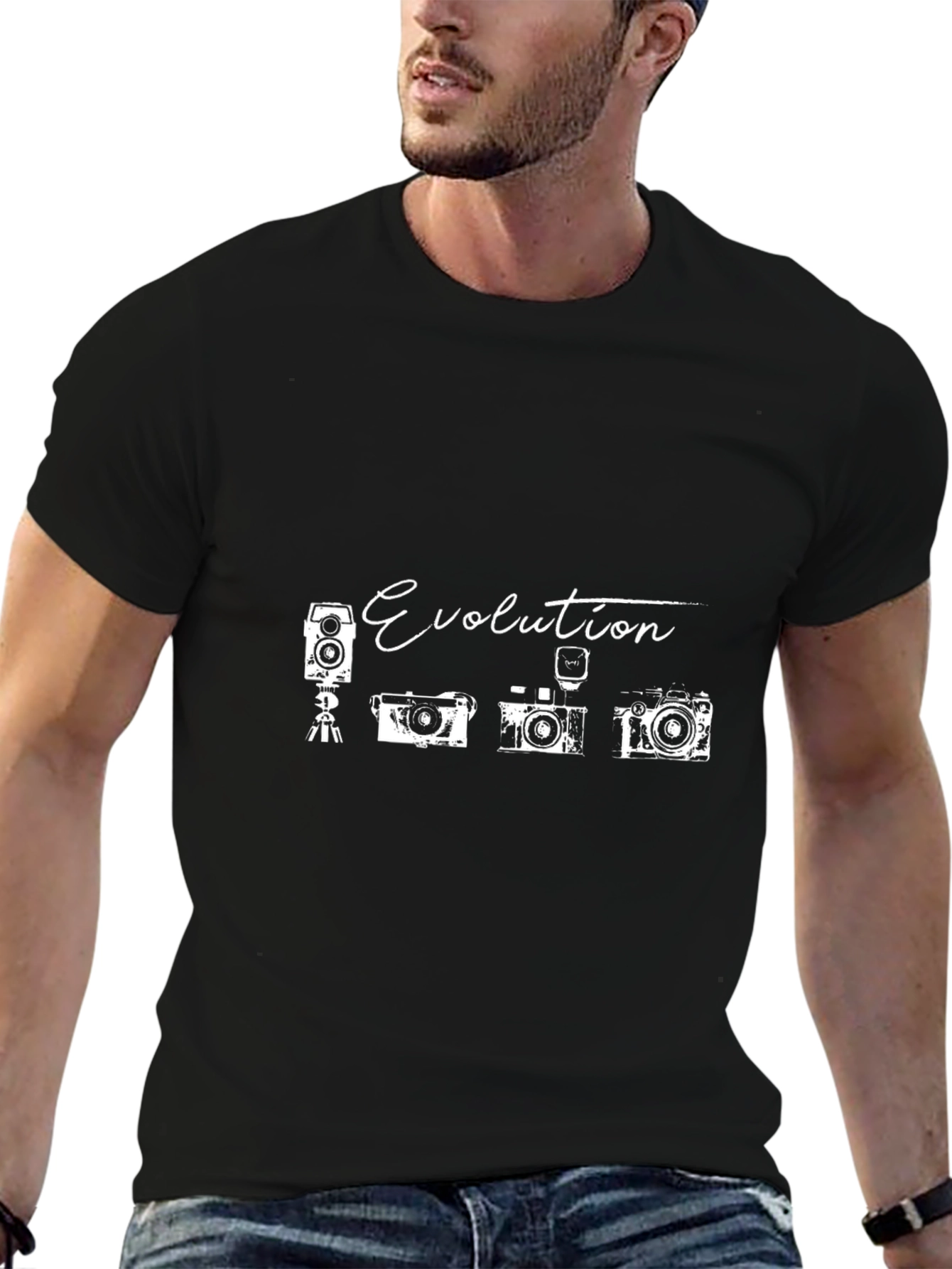 Evolution of Cameras Black Graphic T-Shirt