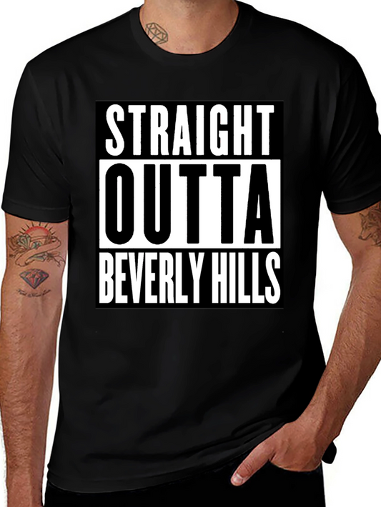 Straight Outta Beverly Hills Mens Black Tee