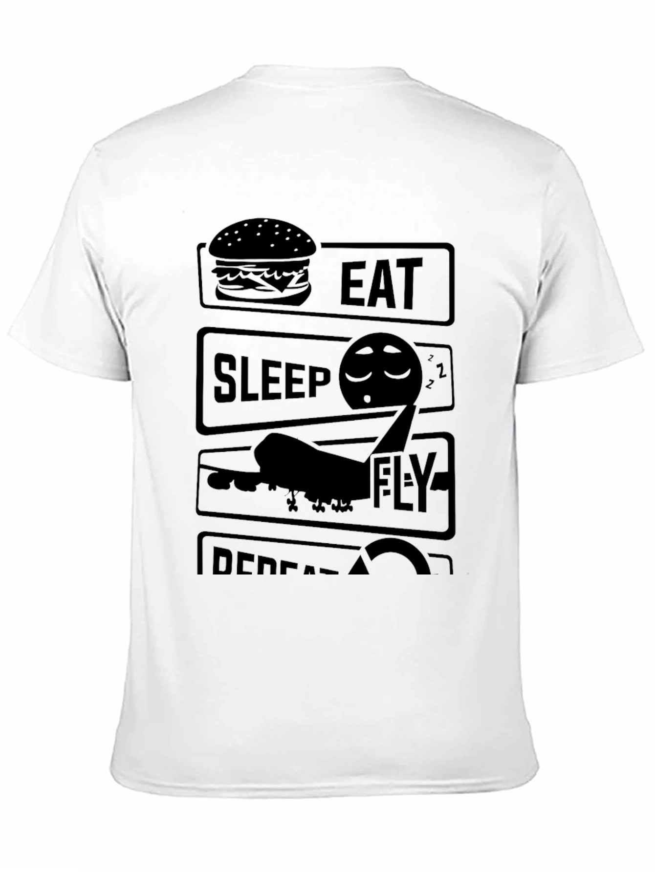 Eat Sleep Fly Repeat Graphic T-Shirt - Black