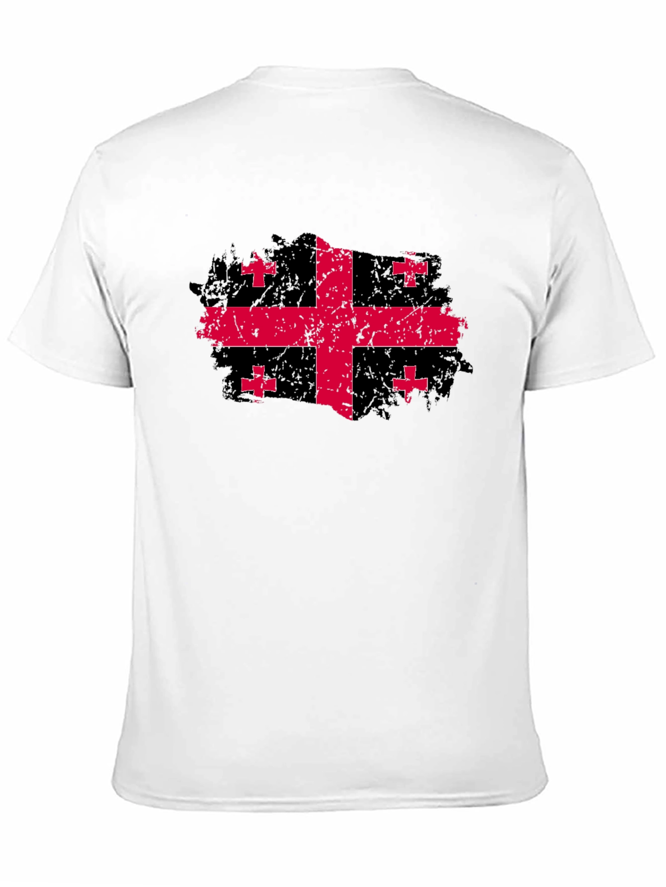 Georgia Flag Grunge Style Black T-Shirt