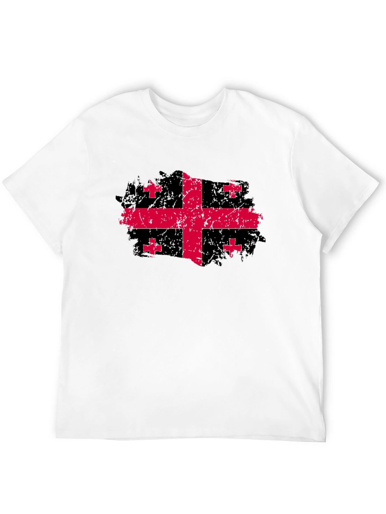 Georgia Flag Grunge Style Black T-Shirt