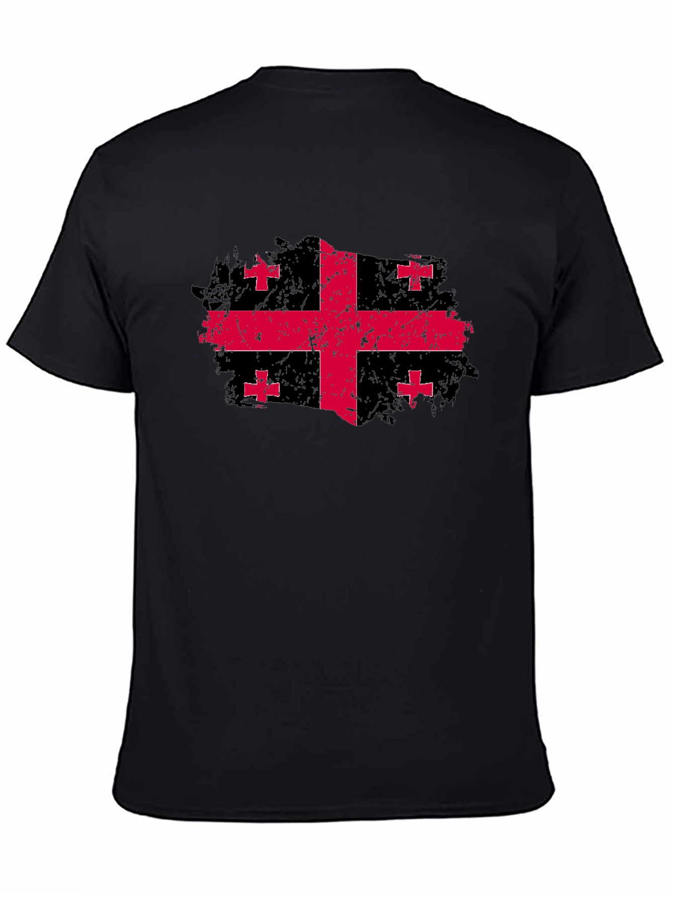 Georgia Flag Grunge Style Black T-Shirt