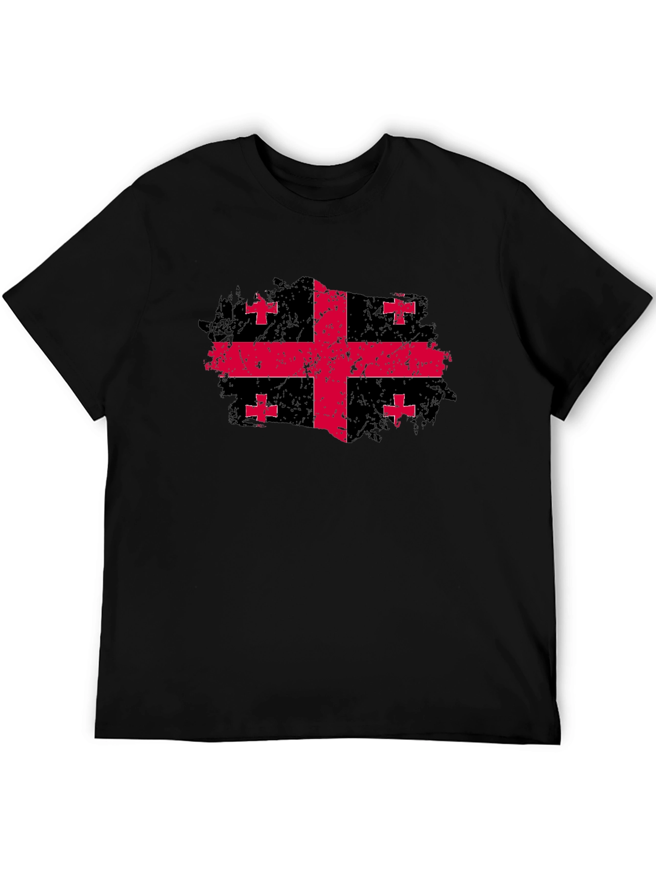 Georgia Flag Grunge Style Black T-Shirt