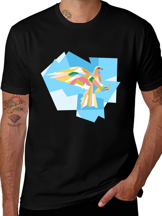 Geometric Bird Graphic Tee - Mens Black T-Shirt