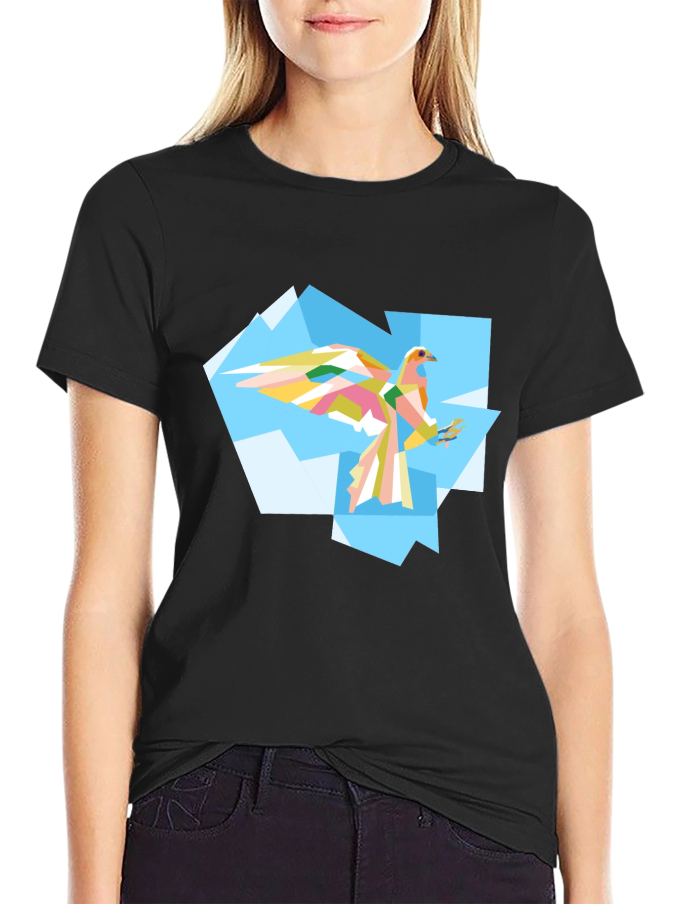 Geometric Bird Graphic Tee - Mens Black T-Shirt