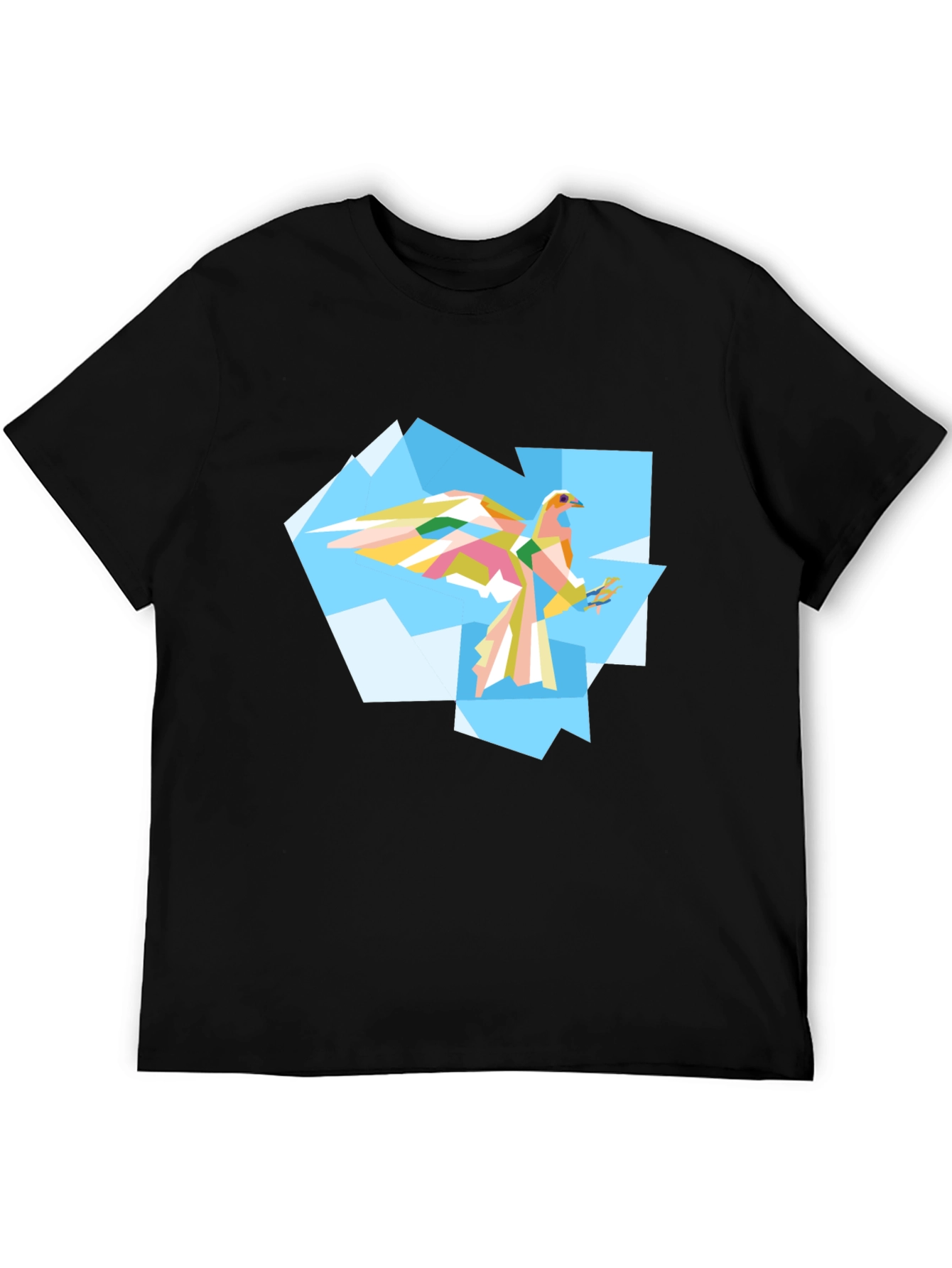 Geometric Bird Graphic Tee - Mens Black T-Shirt