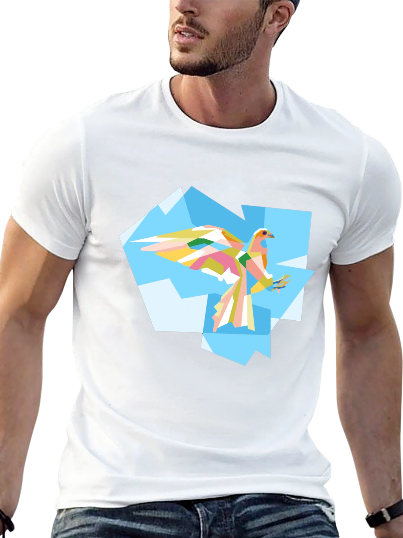 Geometric Bird Graphic Tee - Mens Black T-Shirt