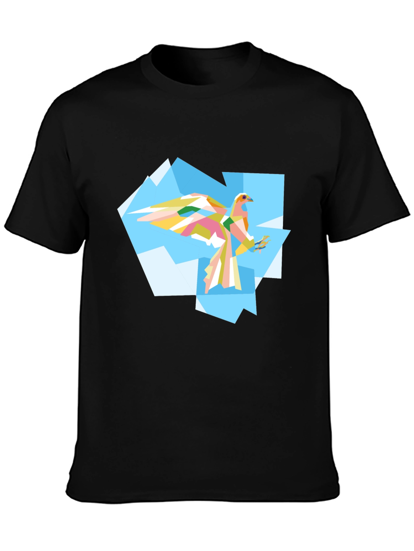 Geometric Bird Graphic Tee - Mens Black T-Shirt