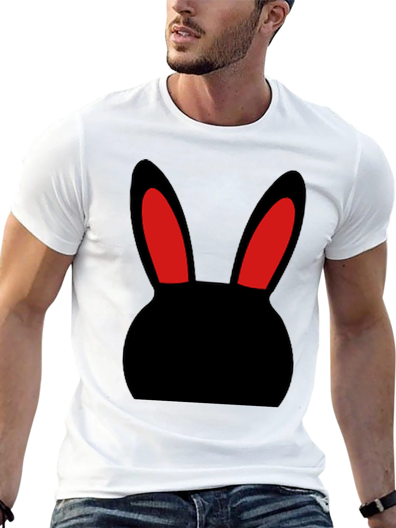 Black T-Shirt with Bunny Rabbit Design