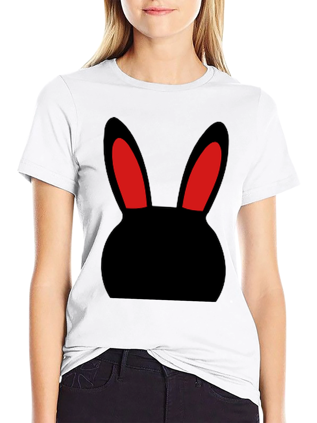Black T-Shirt with Bunny Rabbit Design
