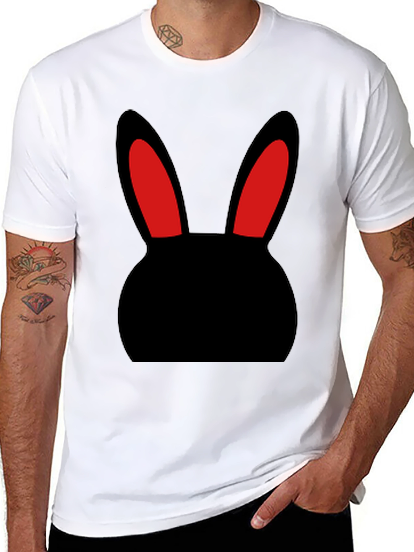 Black T-Shirt with Bunny Rabbit Design