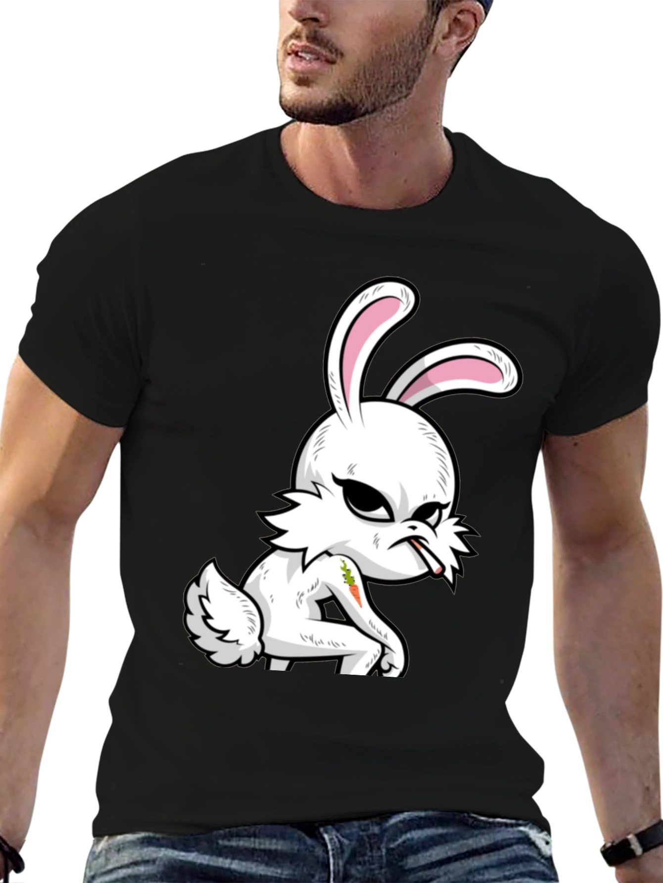 Grumpy Bunny T-Shirt - Edgy Cartoon Rabbit Tee