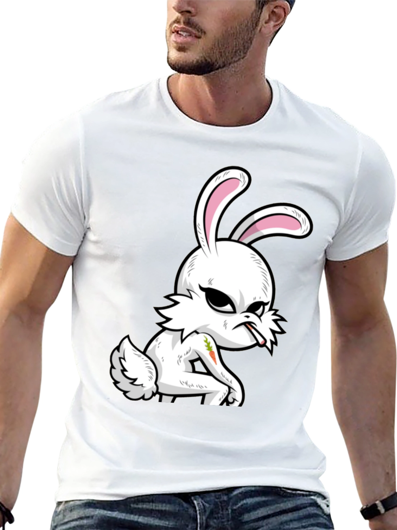 Grumpy Bunny T-Shirt - Edgy Cartoon Rabbit Tee
