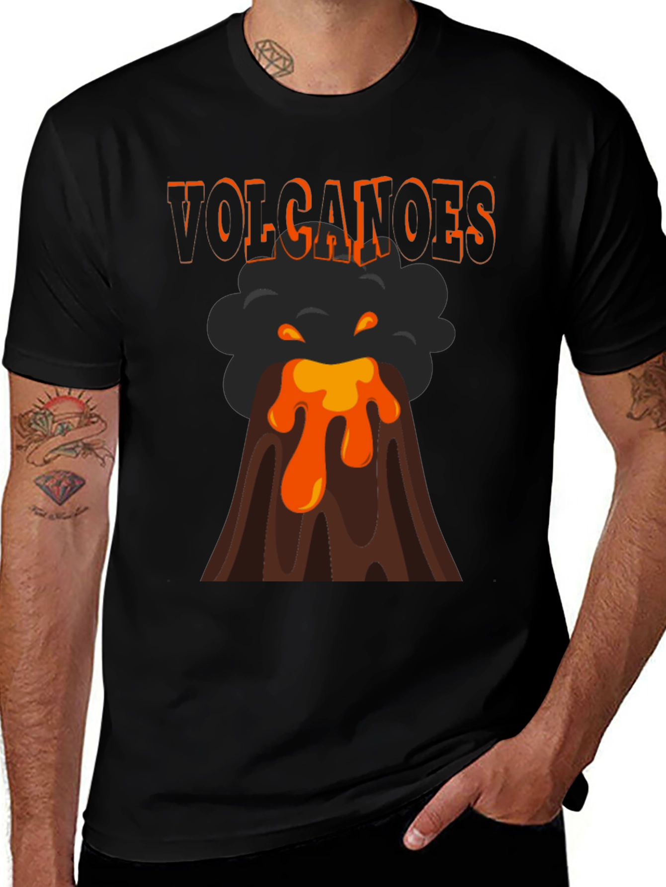 Volcanoes Graphic T-Shirt - Erupting Lava Design