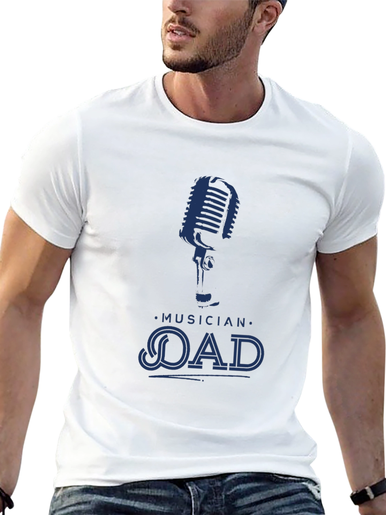 Musician Dad Graphic Tee - Cool Microphone Design