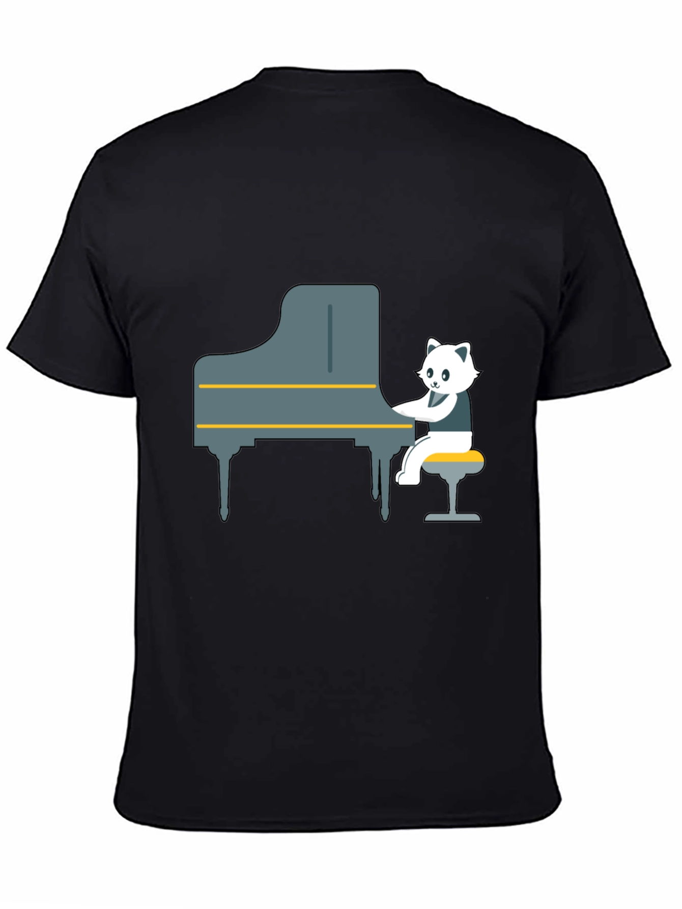 Cat Playing Piano Graphic Tee - Unique Design