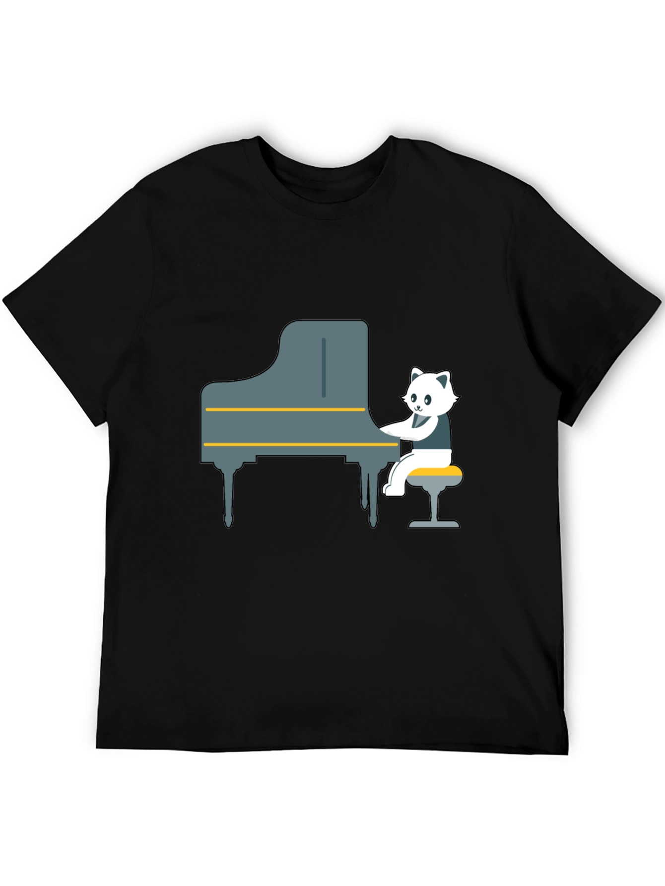 Cat Playing Piano Graphic Tee - Unique Design