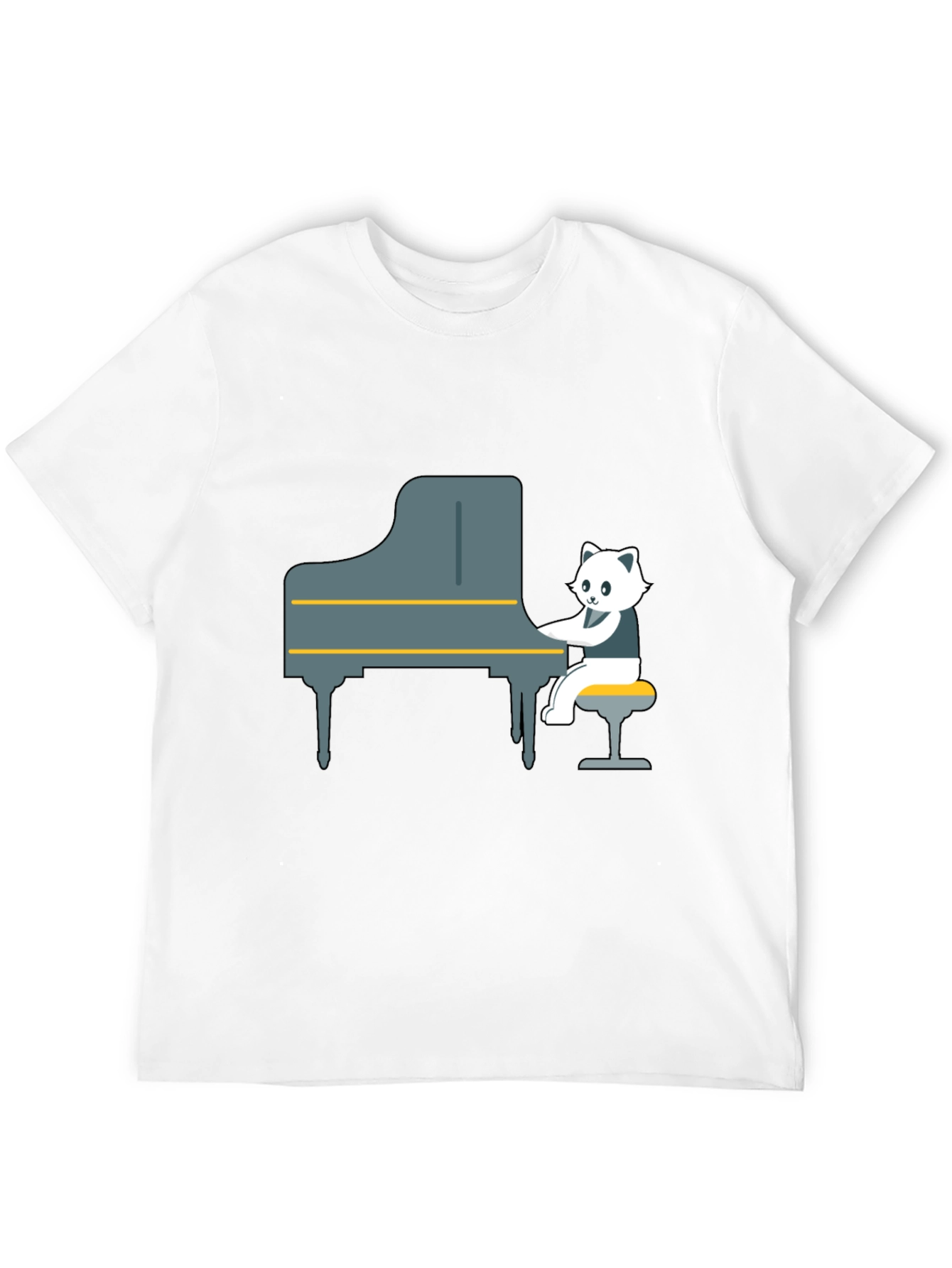 Cat Playing Piano Graphic Tee - Unique Design