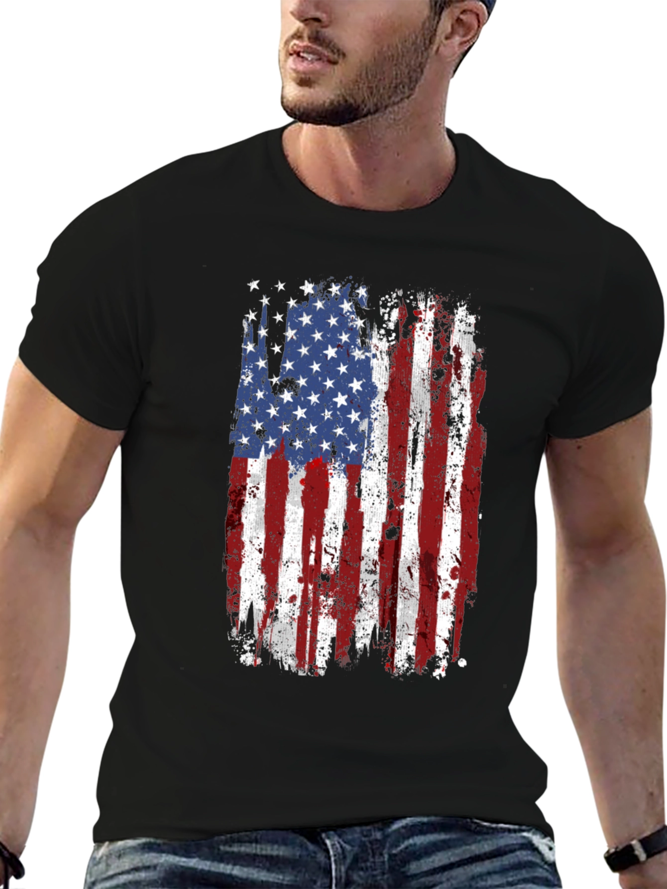 USA Flag Graphic Tee Patriotic Shirt
