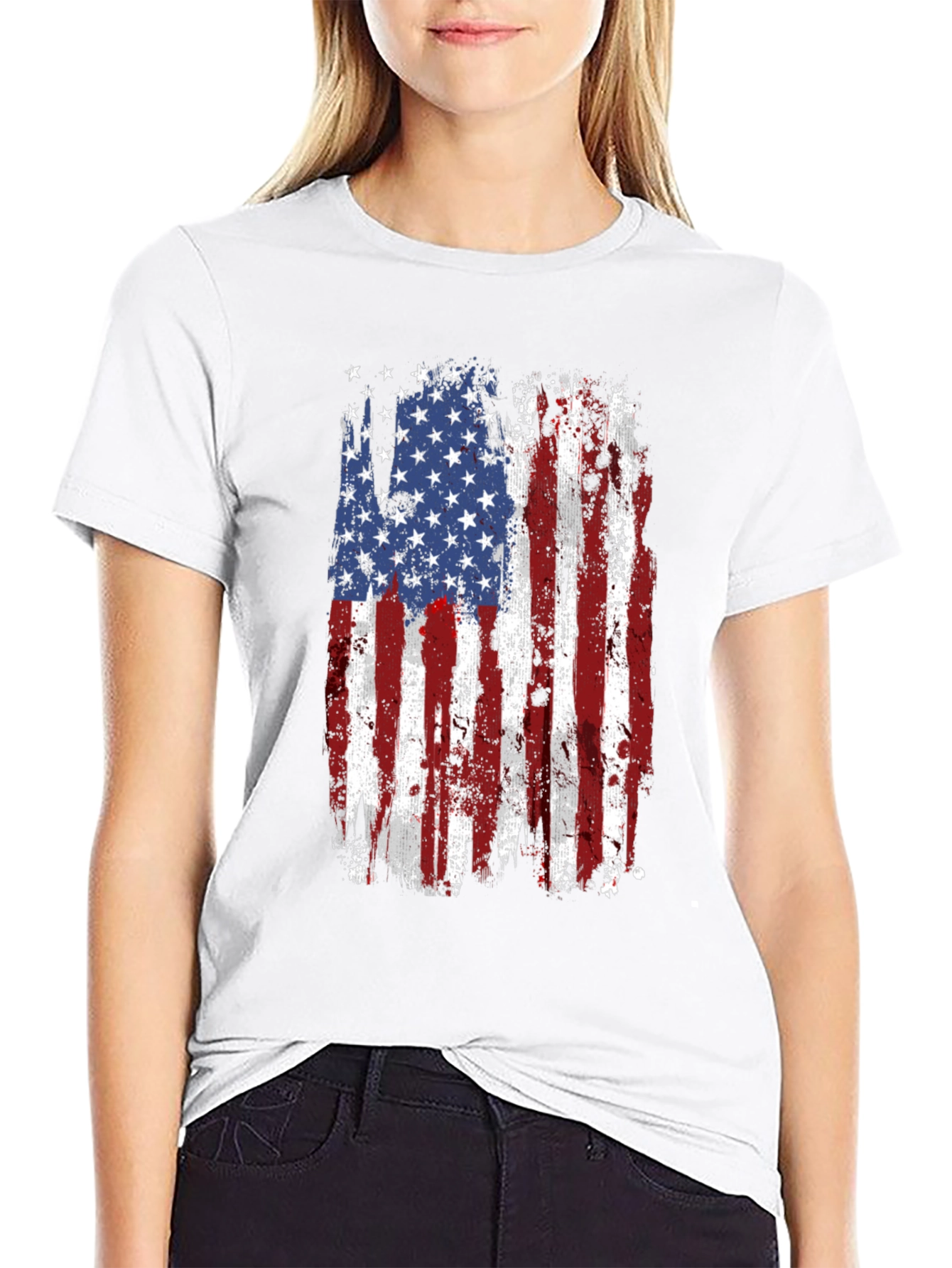 USA Flag Graphic Tee Patriotic Shirt