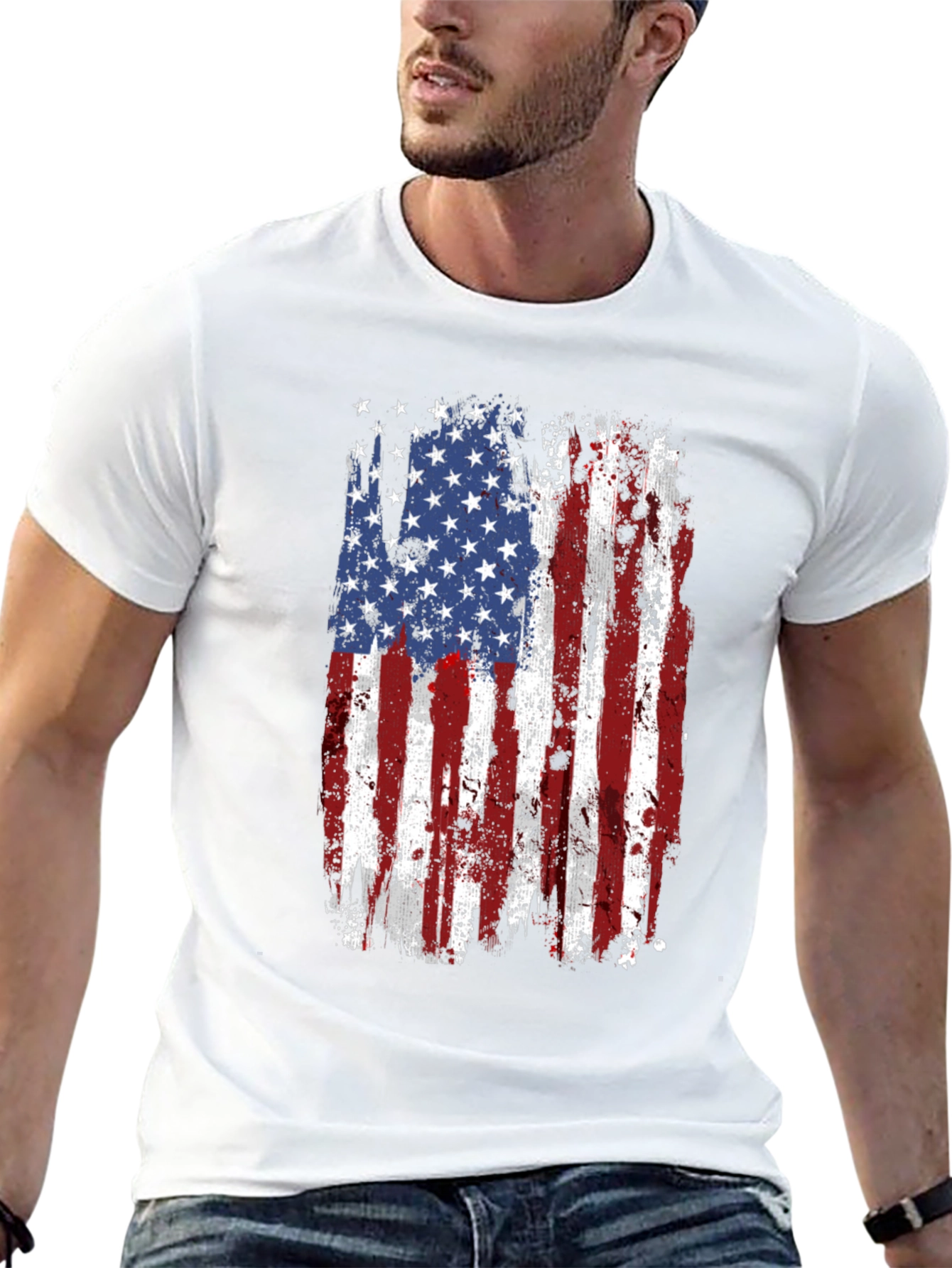 USA Flag Graphic Tee Patriotic Shirt