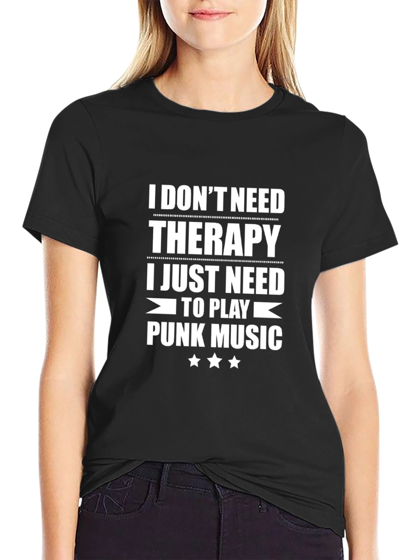 Punk Music Therapy T-Shirt - Black Cotton Tee
